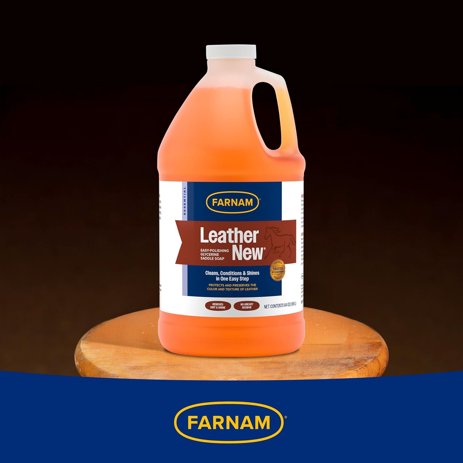 Farnam Leather New Easy-Polishing Glycerine Saddle & Leather Cleaner, 64 oz | Conditions Saddles and Leather Tack, Moisturizing