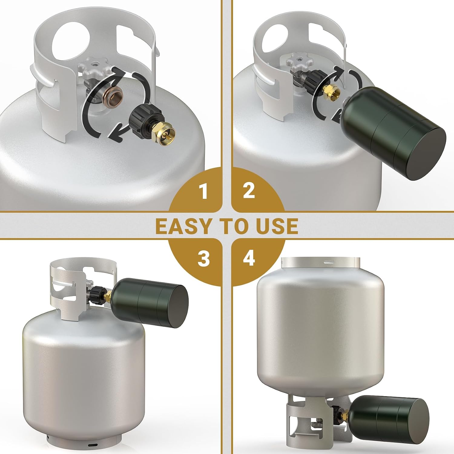 onlyfire Propane Refill Adapter, Fill 1 Pound Bottles from 20lb Tank | Solid Brass