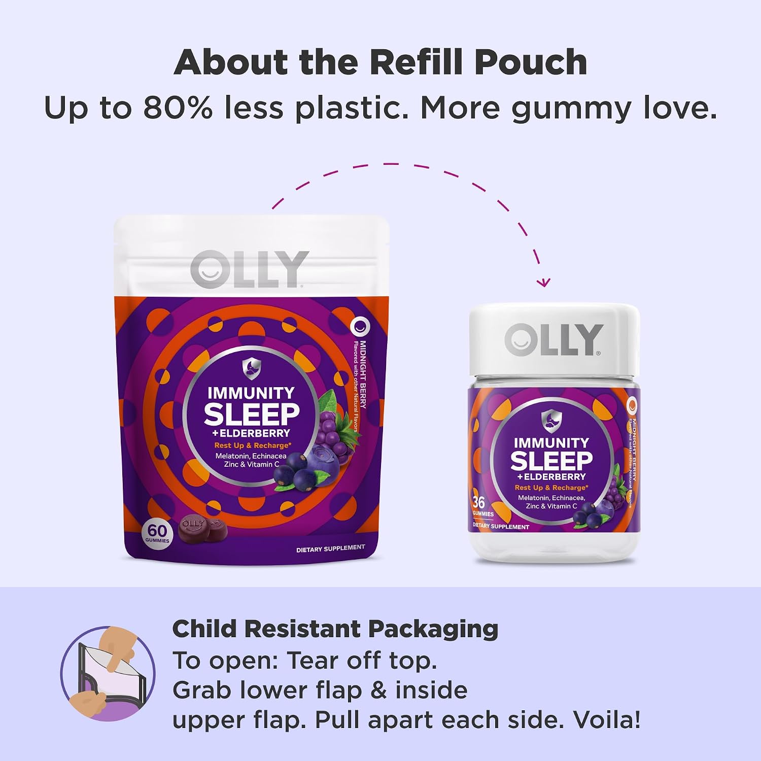 OLLY Immunity Sleep + Elderberry Gummies, Immune & Sleep Support*- 36 Count
