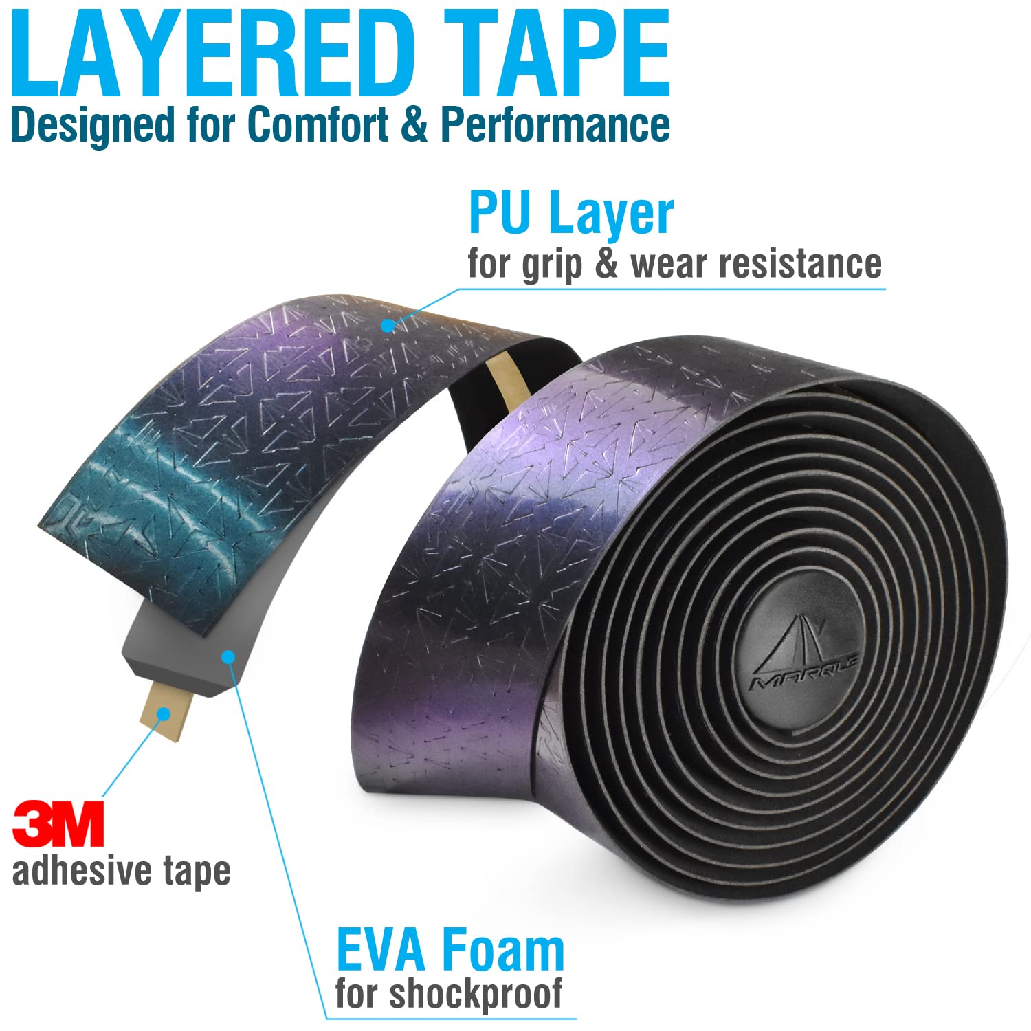 MARQUE Pro Bike Handlebar Tape – Road Cycling Bicycle Handle Bar Wrap with Adhesive Backs