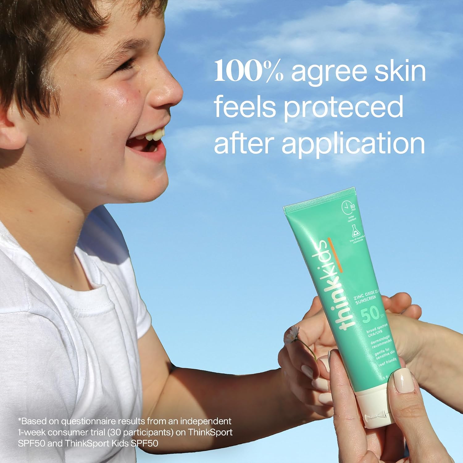 Thinkkids Kids Sunscreen SPF 50+, Mineral Formula, Water Resistant, 3 Fl Oz