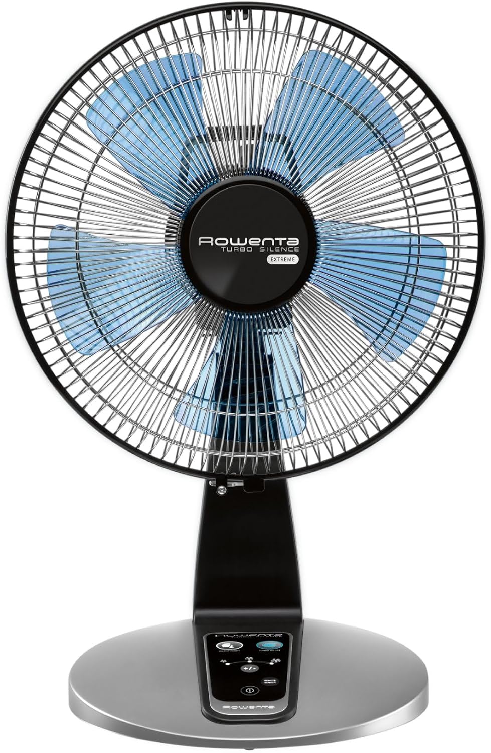 Rowenta, Desk Fan, Turbo Silence Table Fan with Remote, 18 Inches, Ultra Quiet Fan for Bedroom, Oscillating, Portable, 5 Speeds, Black, Indoor, VU2660