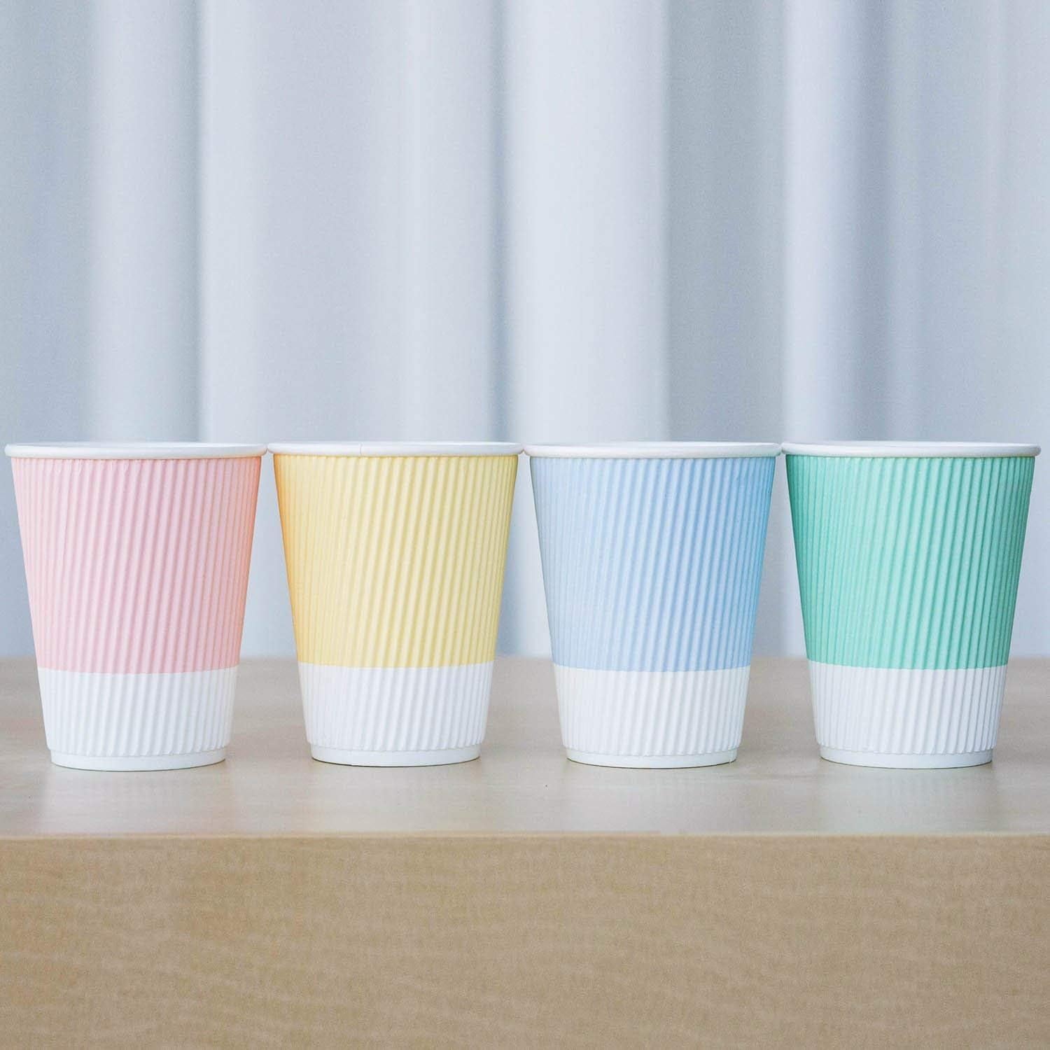 Disposable Coffee Cups With Lids - (80 set) 12 oz Paper To Go Coffee Cups With Resealable Lids Prevent Leaks! Travel Insulated Hot Beverage Drink Cup. Will Not Bend With Heat or Burn Fingers