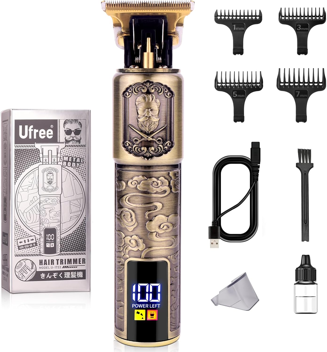 Ufree Beard Trimmer for Men, T-Blade Hair Trimmer, Zero Gap Edger Clippers