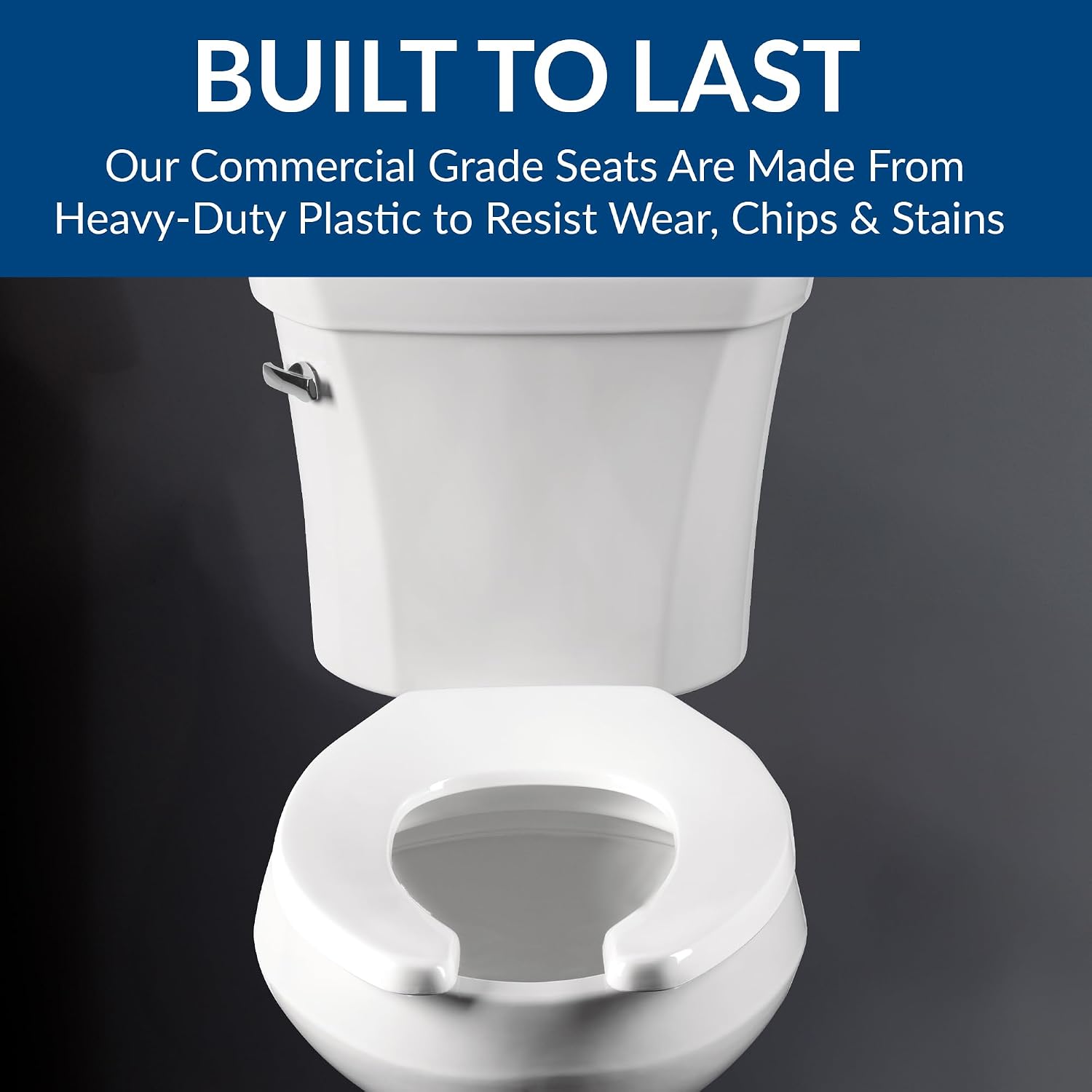CHURCH 295CT Commercial Open Front Plastic Toilet Seat, Heavy Duty Industrial Seat without Lid, Secure Installation for Long Lasting Use, Made in USA, Elongated, Black