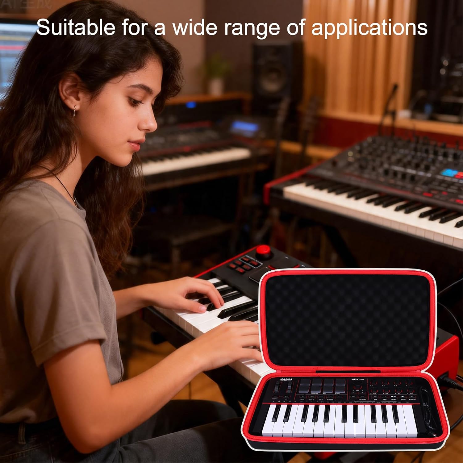 LTGEM Case Compatible with Akai Professional MPK Mini MK3 / MPK Mini Play MK3 25 Key USB MIDI Keyboard Controller, Black+Gray(Case Only)