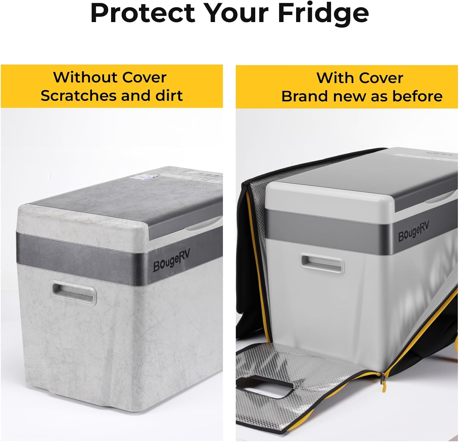 BougeRV 12v refrigerator 23 Quart, -8℉~50℉ Portable Freezer for Car, Grey
