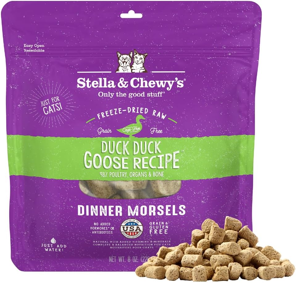 Stella & Chewy's Freeze-Dried Raw Cat Dinner Morsels - Premium Chicken Recipe with 98% Cage-Free Meat & Organs - Natural Grain-Free Cat & Kitten Food - Made in USA - 18 oz