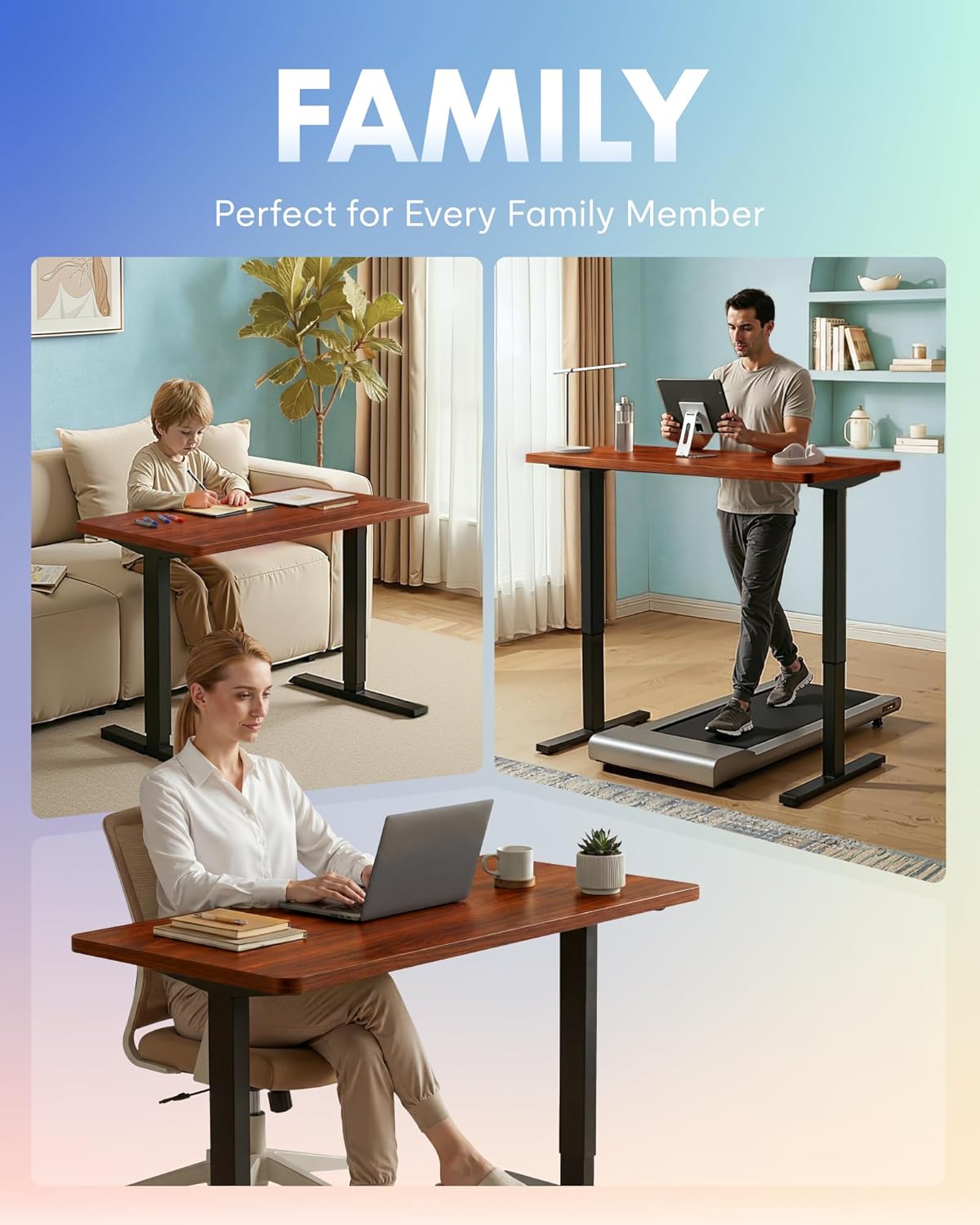 FLEXISPOT EN1 One-Piece Standing Desk, Electric Adjustable with 4 Memory Presets, 176 LBS Capacity, Stable & Quiet