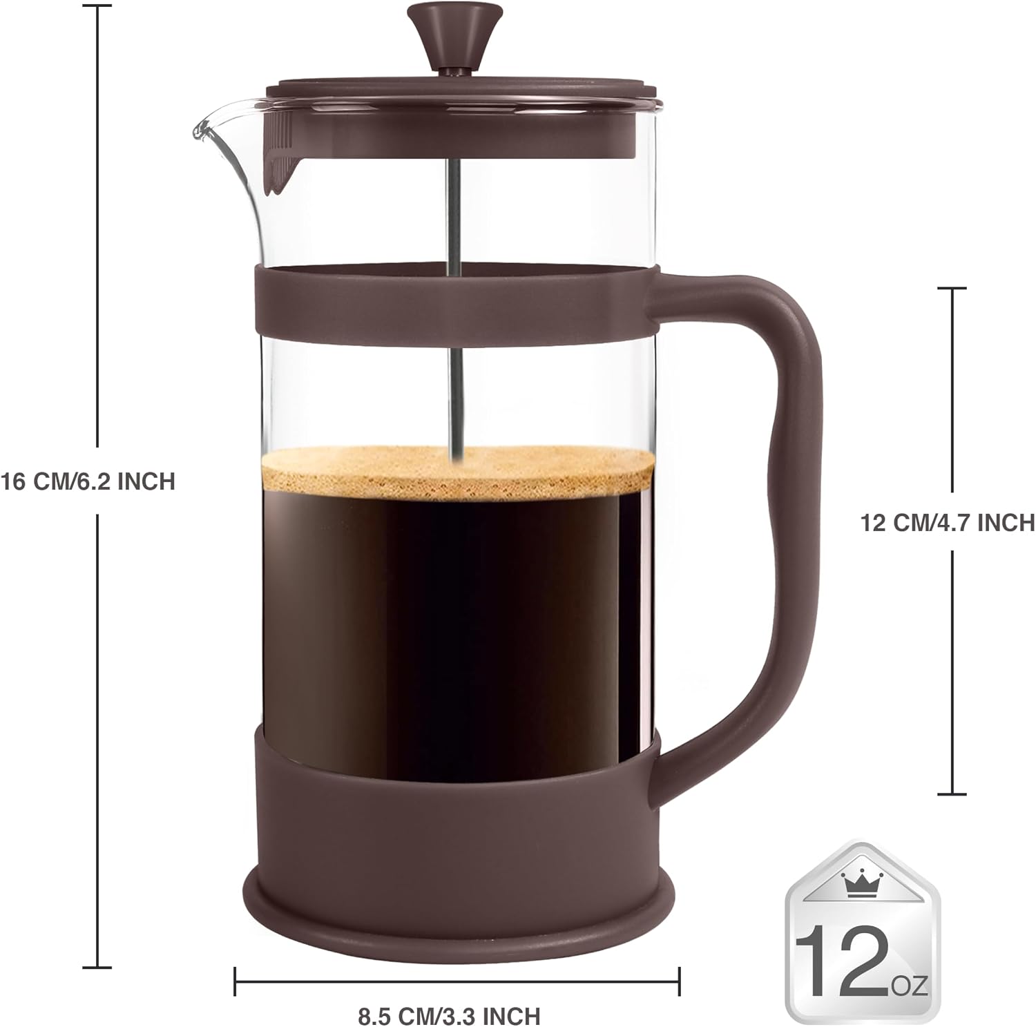Utopia Kitchen Borosilicate Glass French Press Coffee Maker 34 Oz, Black | Heat-Resistant Cafetiere & Tea Maker, Thickened Glass Coffee Press for Travel and Camping