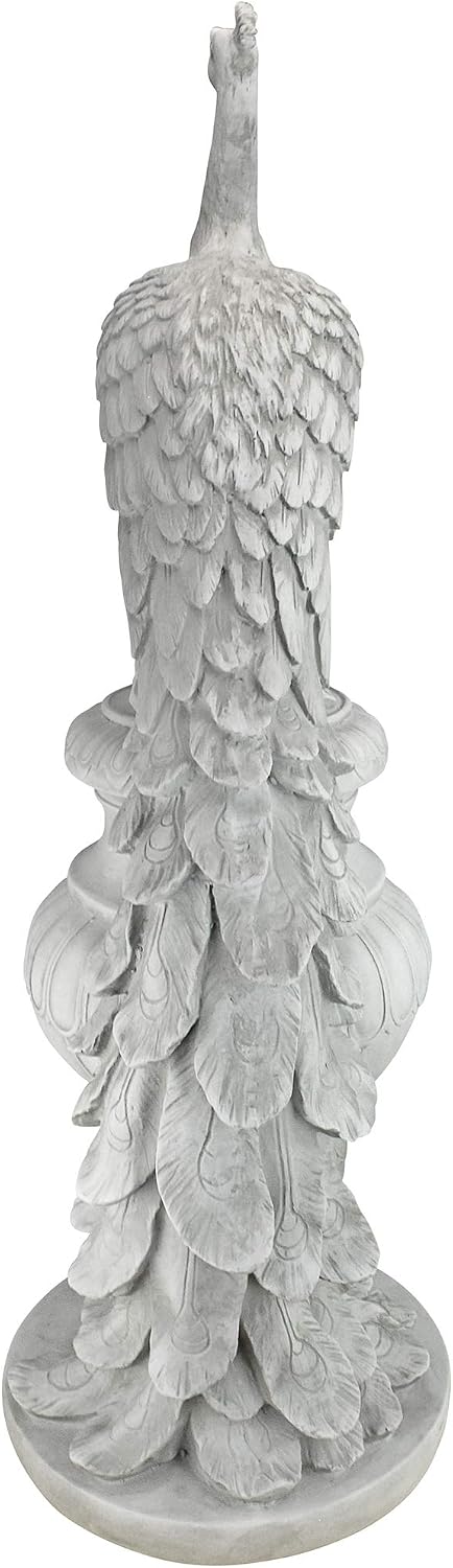 Design Toscano Staverden Castle Peacock on an Urn Garden Statue, 34 Inch Tall, Cast Stone Resin, Antique Stone Finish