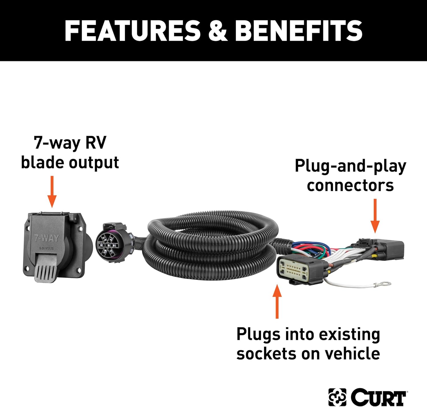 CURT 56413 Vehicle-Side Custom RV Blade 7-Pin Trailer Wiring Harness