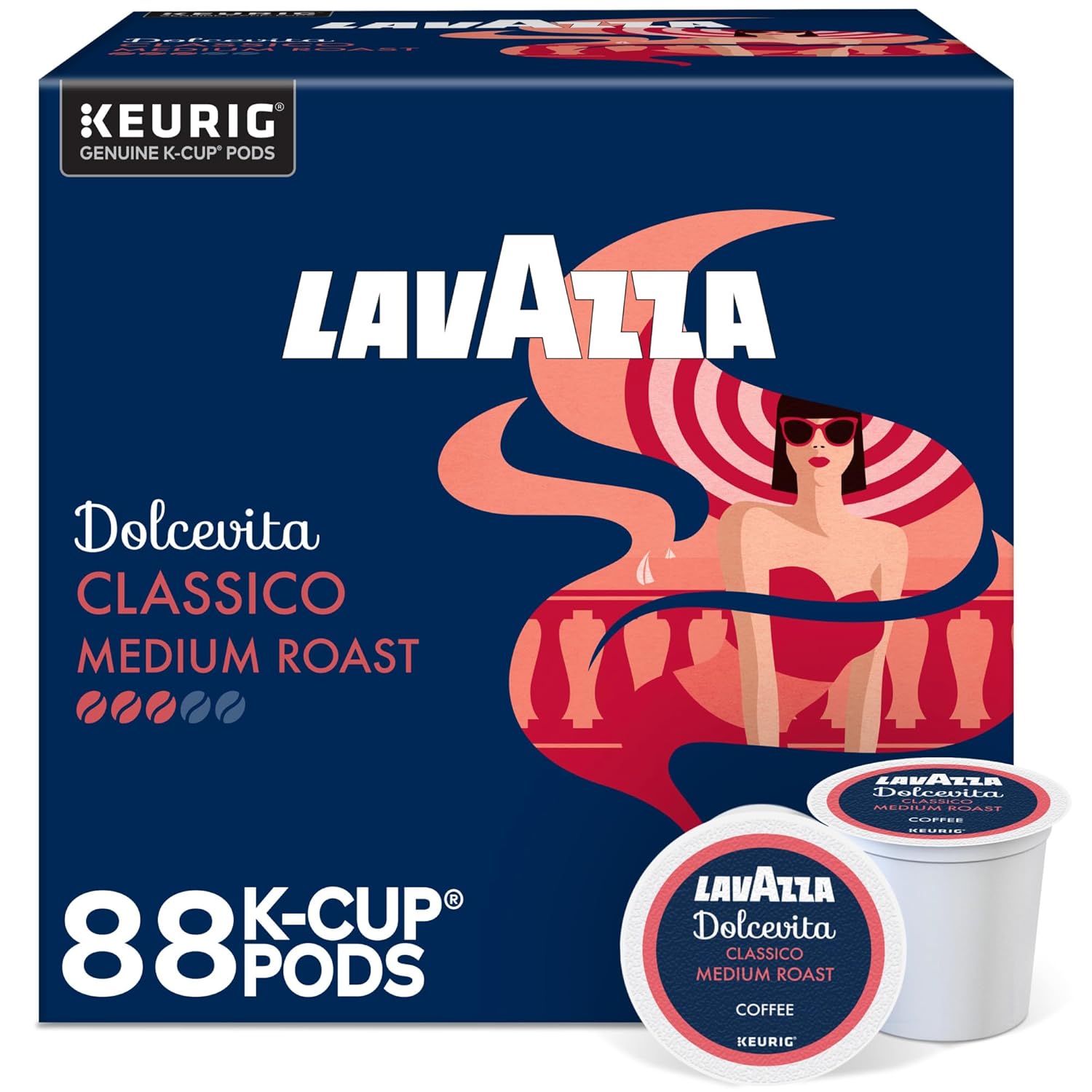 Lavazza Espresso, Single-Serve Keurig K-Cup Pods, Medium Roast Coffee, 32-Count Box