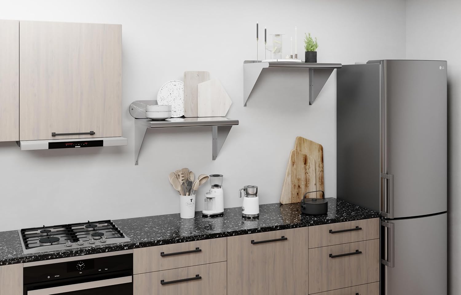 AmGood 24" Long X 18" Deep Stainless Steel Wall Shelf | NSF Certified | Appliance & Equipment Metal Shelving | Kitchen, Restaurant, Garage, Laundry, Utility Room