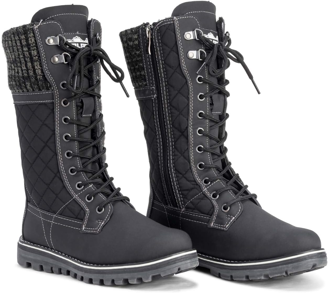 POLAR Womens Faux Fur Warm Thermal Waterproof Outdoor Walking Snow Winter Rubber Sole Calf Boots