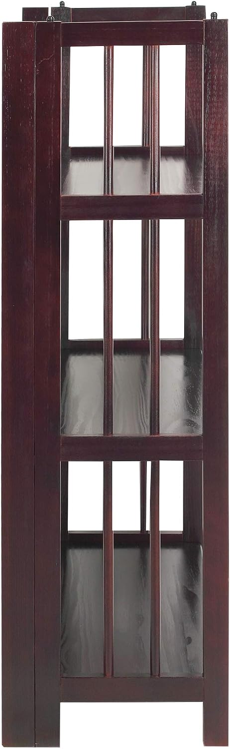 Casual Home 3-Shelf Folding Stackable Bookcase (27.5" Wide)-Walnut