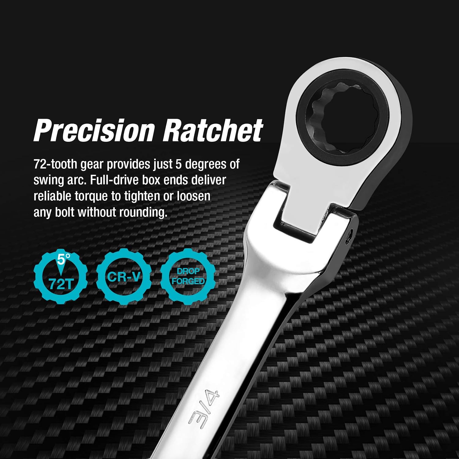 DURATECH Extra Long Flex-Head Ratcheting Wrench Set, 5-Piece, SAE