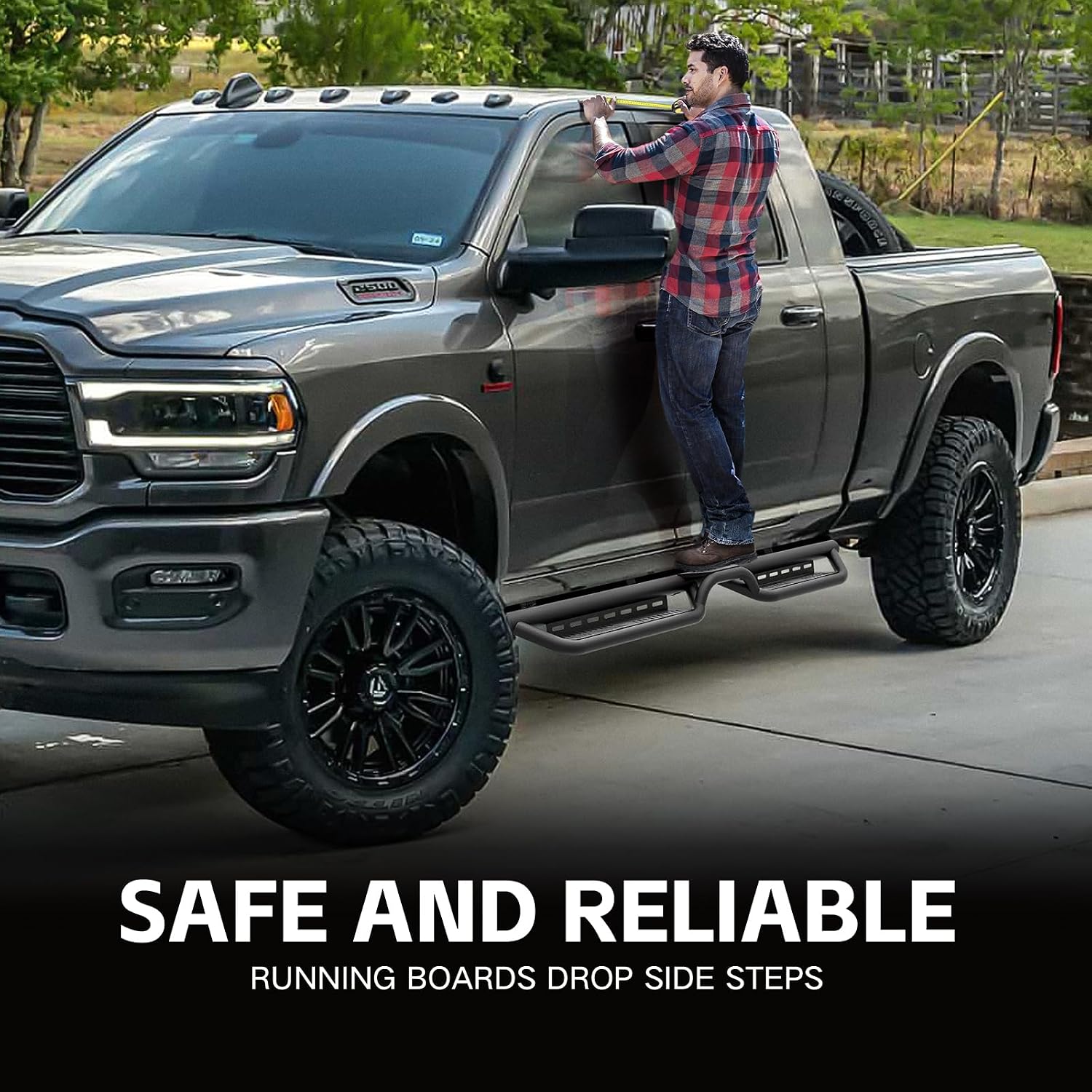 Crew Cab Running Boards Side Steps Compatible for 2009-2018 Dodge Ram 1500, 2019-2024 1500 Classic, 2010-2026 Dodge Ram 2500 & 3500 CrewCab