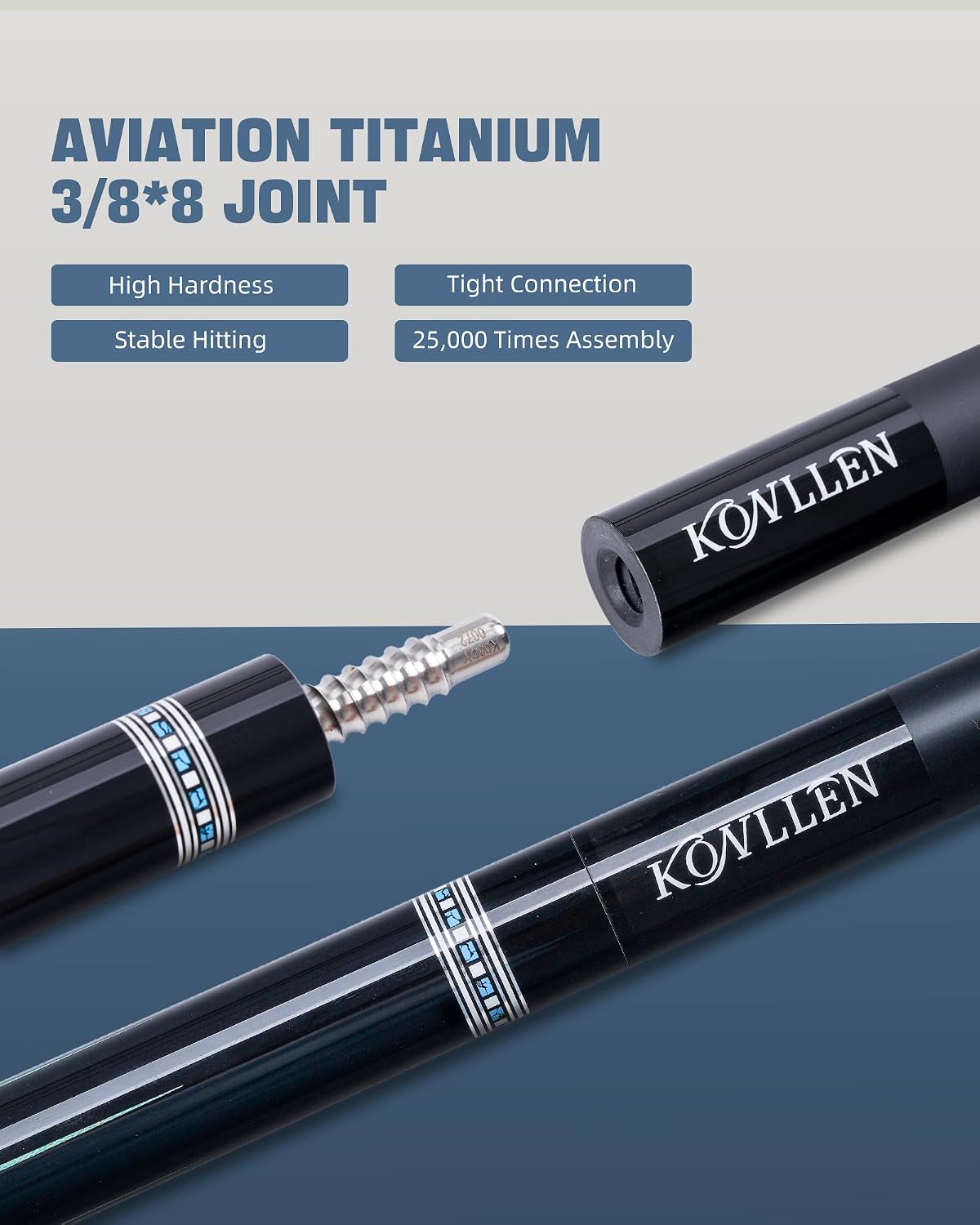 KONLLEN Carbon Fiber Pool Cue Stick 58-inch Professional Pool Sticks for Adults Full Carbon Technology Low Deflection Pool Cue Billiard Cues with 12.5mm Tip (Easy to Control, Pro Taper, Ultra-Smooth)