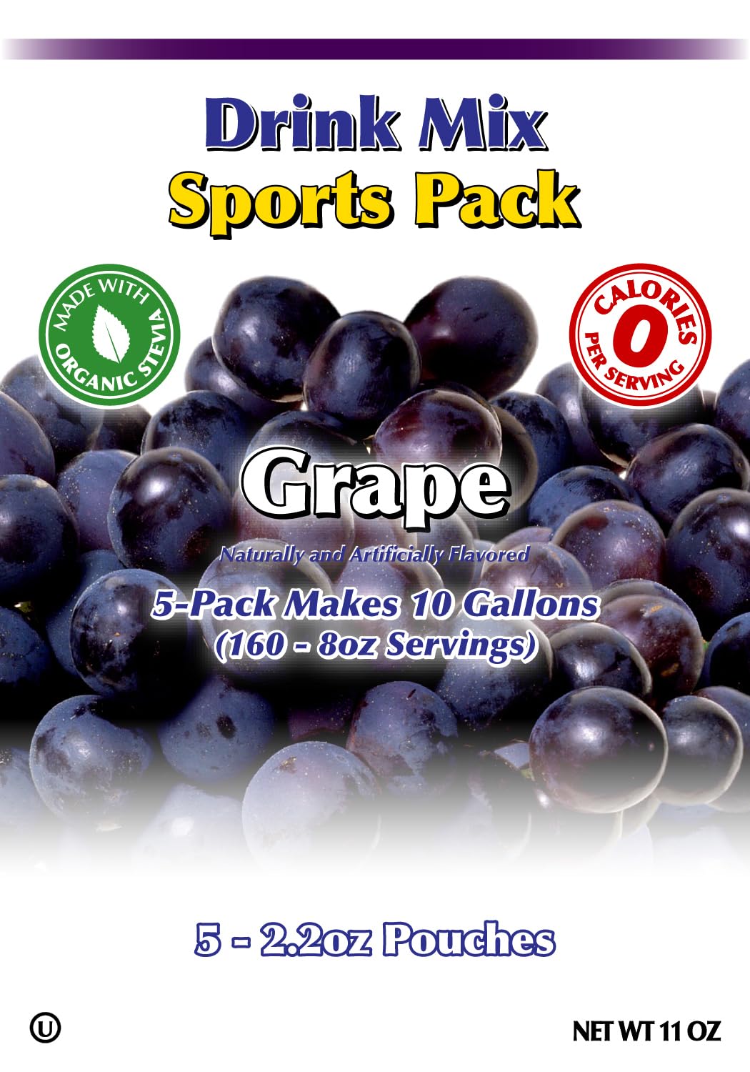 GramZero Grape Sugar Free Drink Mix Sports Pack, Great For Nutrition Club Loaded Teas, Zero Calorie, Stevia Sweetened