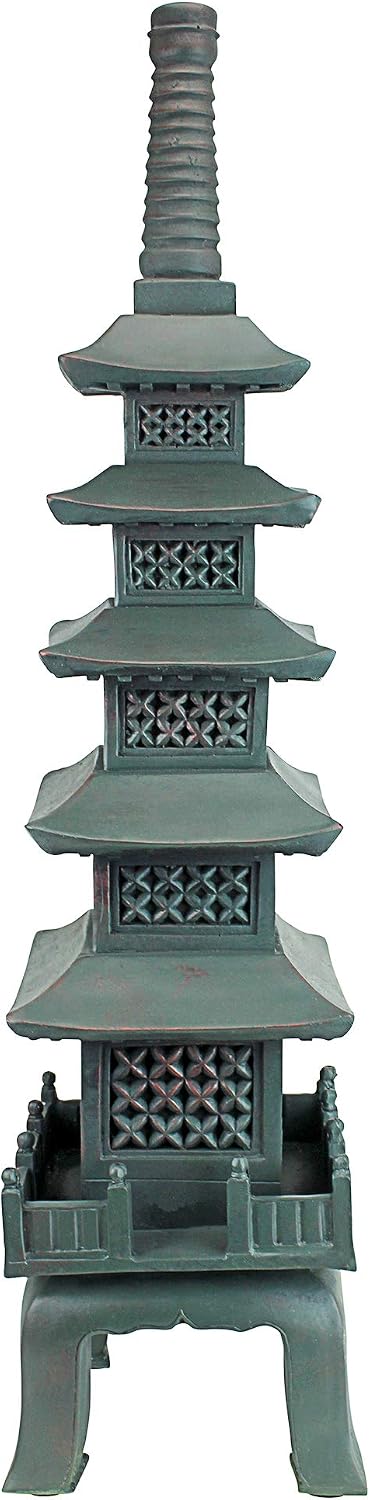 Design toscano ng29870 asian decor pagoda lantern indoor/outdoor statue, 11 inches wide, 11 inches deep, 17 inches high, handcast polyresin, two tone stone finish