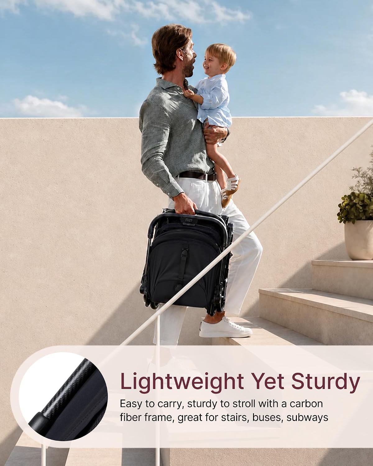 Momcozy TuckGo Ultra-Compact Travel Stroller for Toddlers, Carry-On Ready | Reclining Seat with UPF 50+ Canopy, Adjustable Leg Rest, 33 L Storage and Travel Bag Included