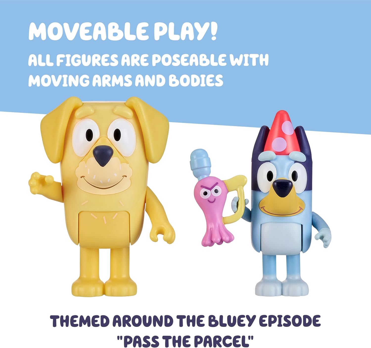 Bluey School Figurine Toys Pack of 4, Articulated Character Toys with Chloe, Rusty, and Calypso Figurines, Small Action Figures for Kids Ages 3+