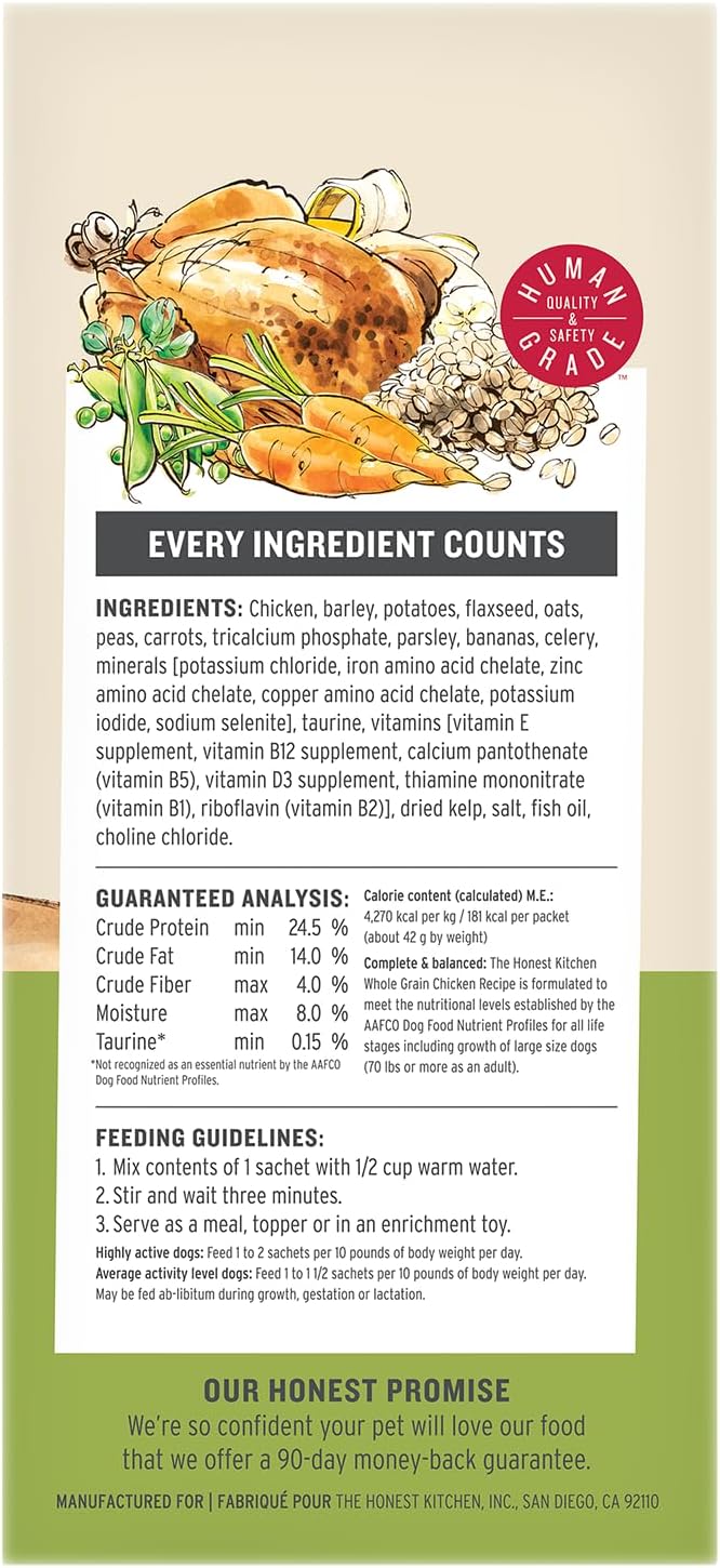 The Honest Kitchen Human Grade Wholemade™ Dehydrated Whole Grain Dog Food – Complete Meal or Dog Food Topper – Turkey 4 lb (Makes 16 lbs)
