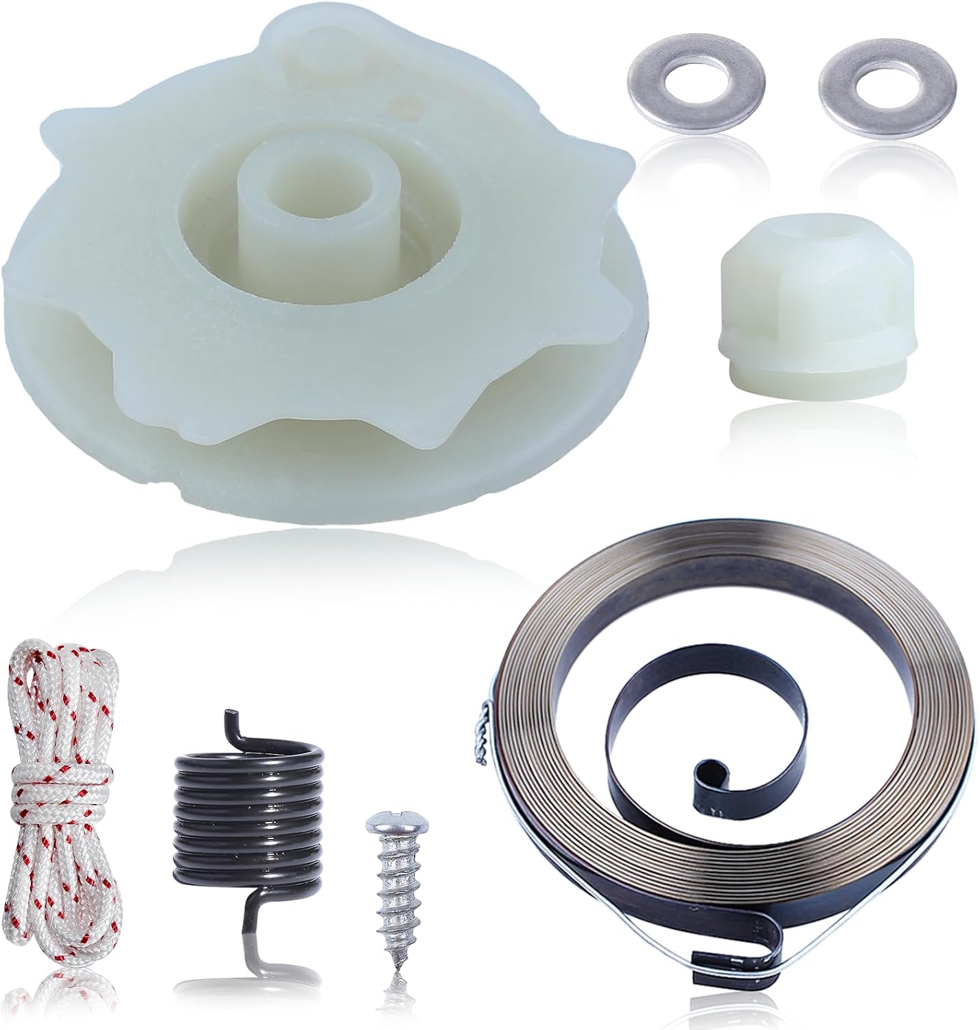 Adefol Chainsaw Recoil Starter Pulley Spring Kit for Poulan PP4218 PP4620AV PPB4018 SM4218AV with Recoil Spring W/Hub, Starter Rope