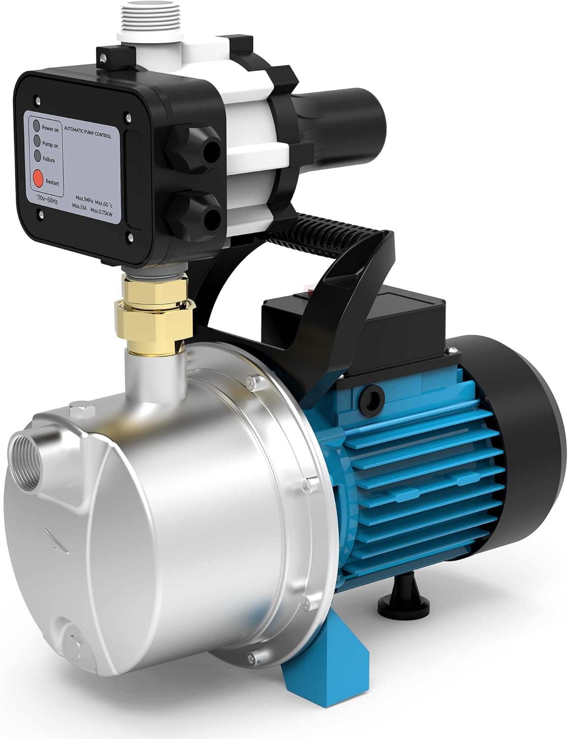 LEO 1.5 HP Water Pressure Booster Pump for Home with Smart Controller Automatic, 1200 GPH Self-Priming Shallow Well Jet Pump 110V