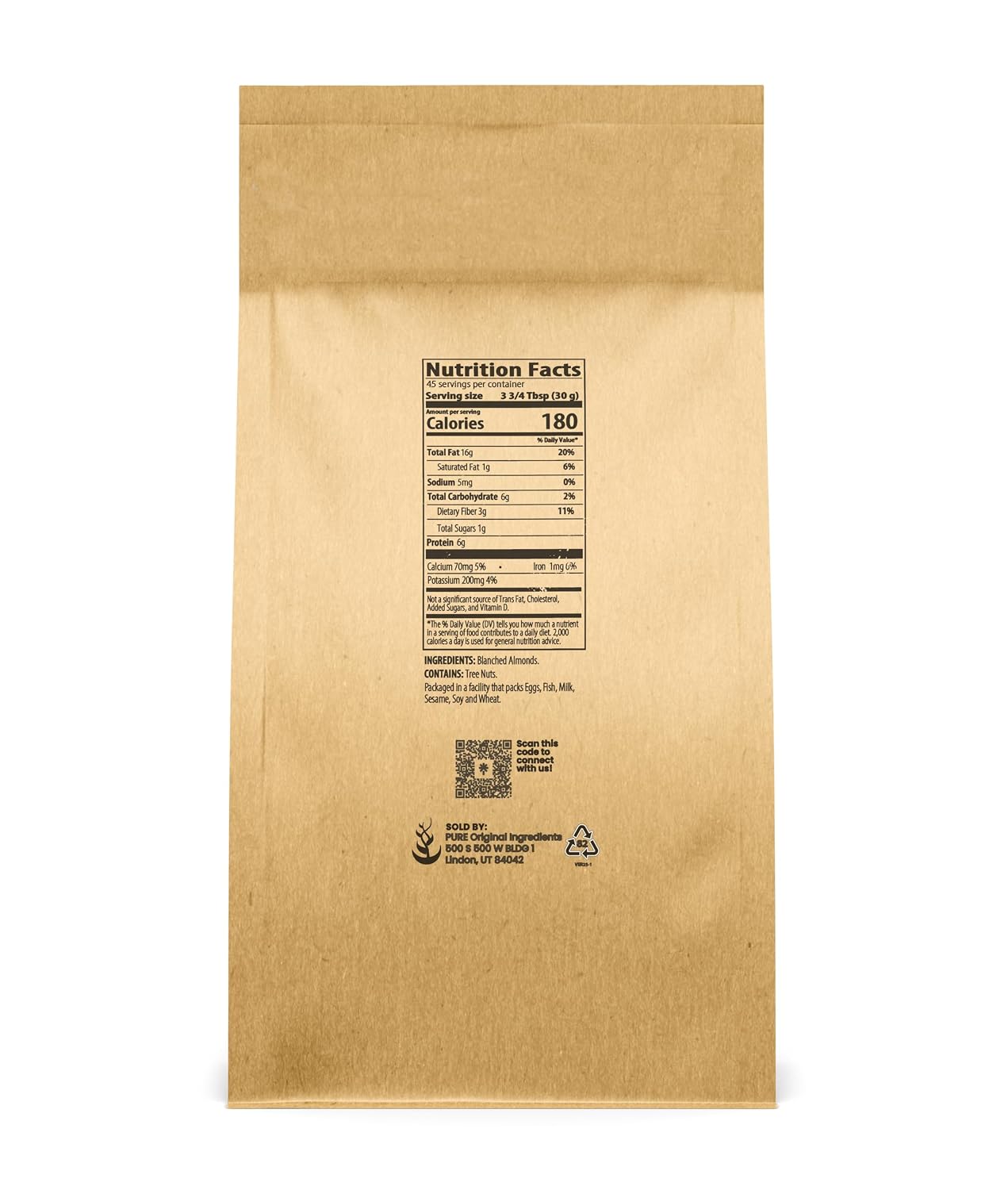Pure Original Ingredients, Almond Flour, Blanched, Extra Fine, 3 Lb | For baking, cooking, and pantry use