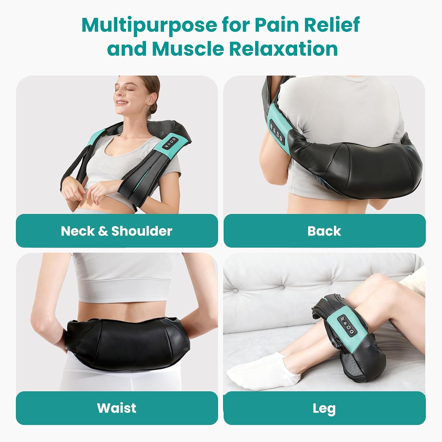 Nekteck Shiatsu Neck Massager with Heat for Pain Relief, NOT Cordless | 2026 Upgraded 3D Back Shoulder Kneading Massage Pillow, 3 Intensity Speeds Deep Tissue, Relaxation Gifts for Men Women, Black