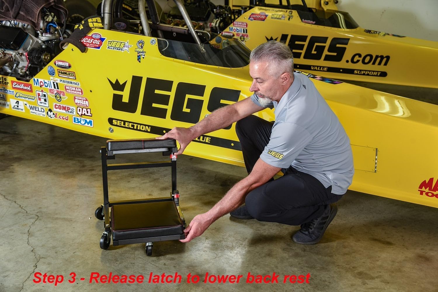 JEGS 2-in-1 Performance Mechanics Creeper Seat [330 lb. Capacity]