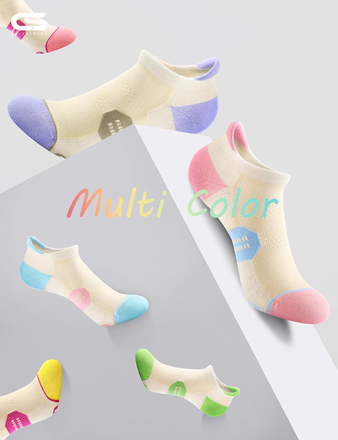 CS CELERSPORT 6 Pack Women's Ankle Running Socks Cushioned Low Cut Tab Athletic Socks