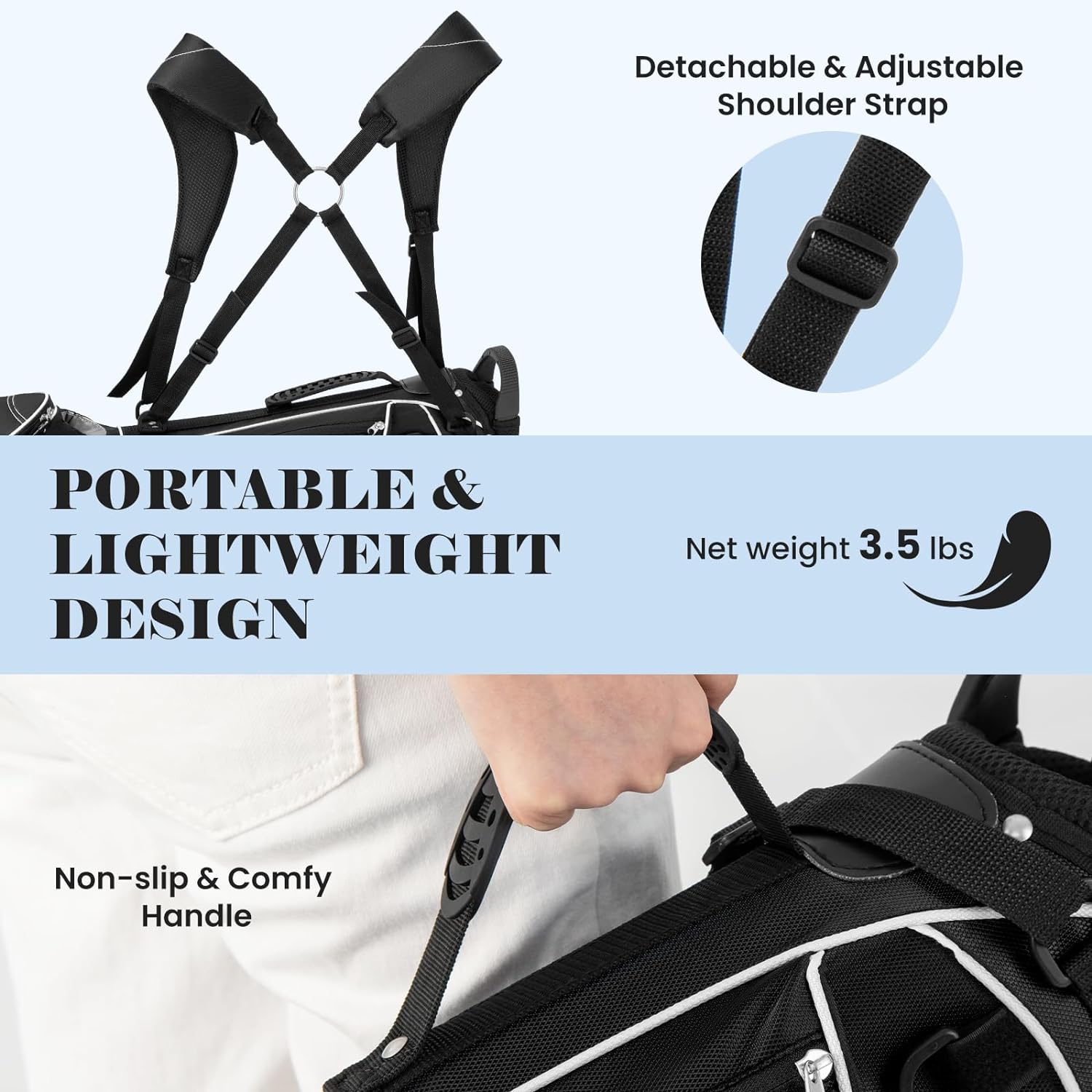 Tangkula Golf Stand Bag, Lightweight Organized Golf Bag, Easy Carry Shoulder Bag with 4 Way Dividers and 4 Pockets for Extra Storage