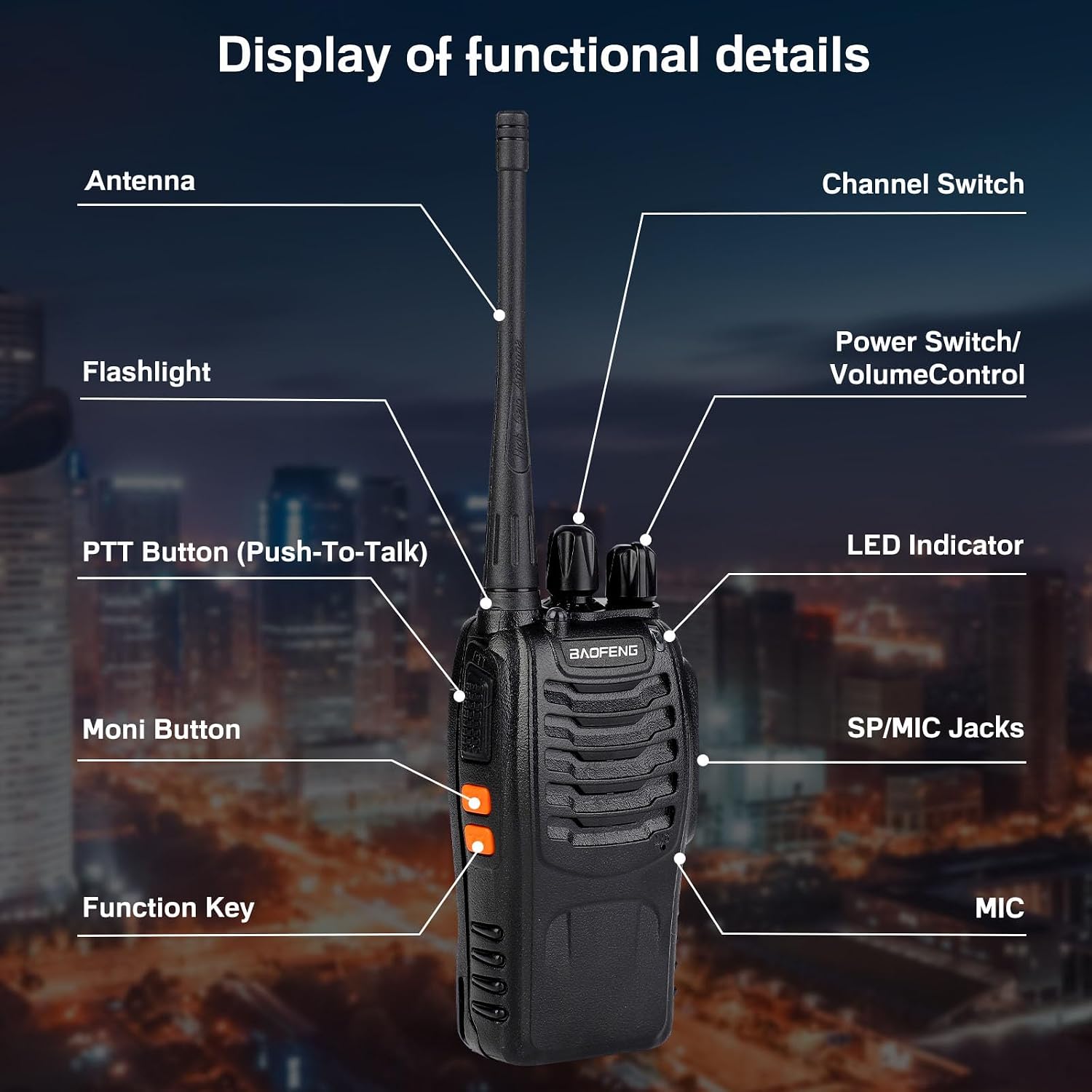 Baofeng Walkie Talkies 888S Rechargeable Long Range with Earpieces for Adults, 16 Channel Professional Radio Handheld Two Way Radios Li-ion Battery and Charger Included (10pack with 10earpiece)