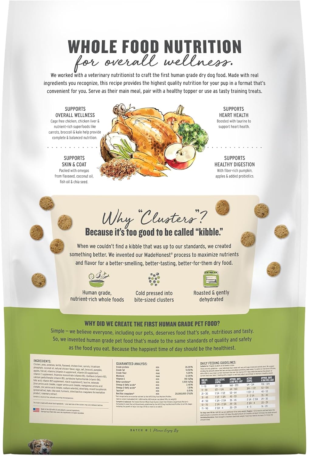 The Honest Kitchen Grain Free Beef & Superfoods Whole Food Clusters, Human Grade Dry Dog Food, Vet-Crafted Nutritional Support for Skin, Coat, Digestion & Overall Wellness, 20 lb Bag