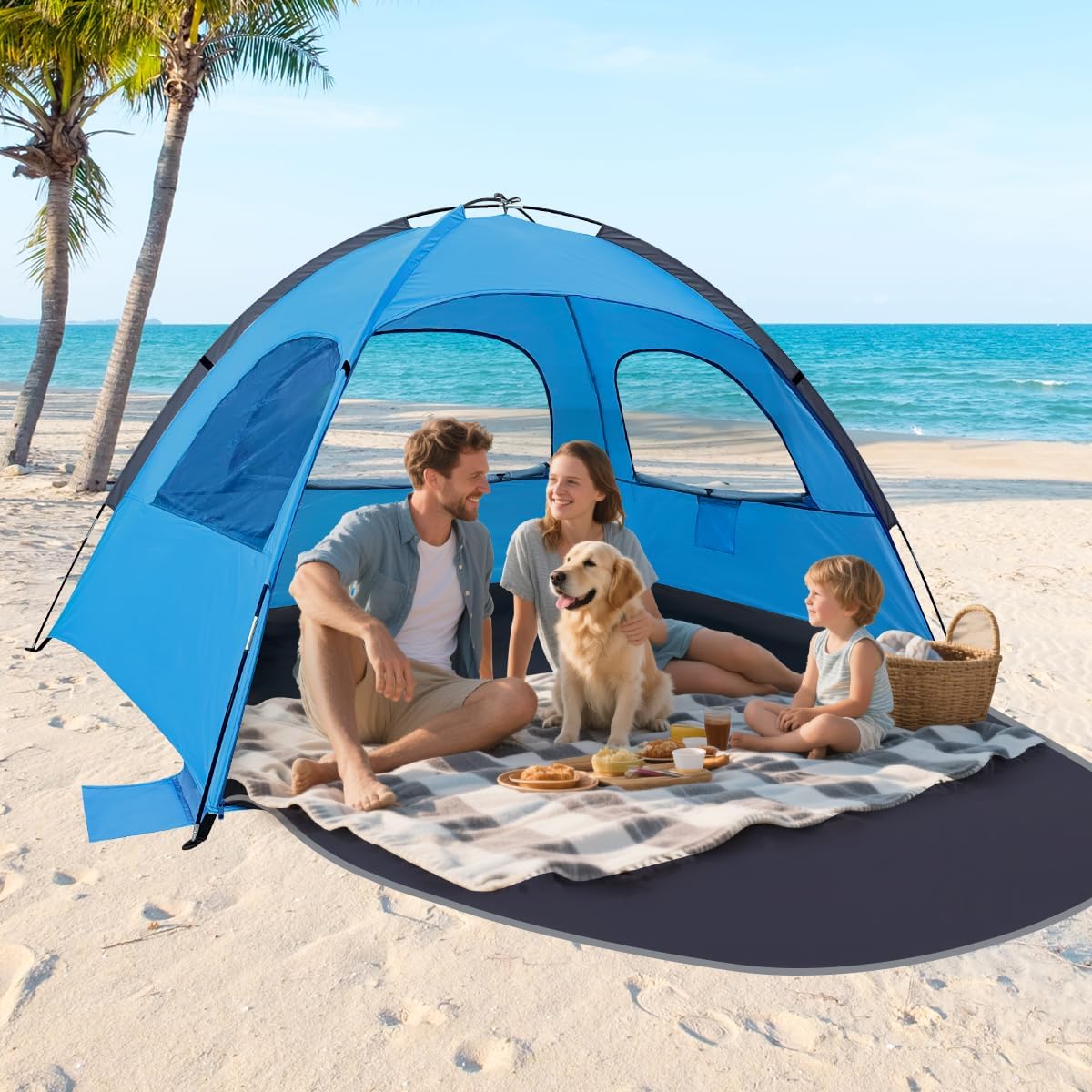 NXONE Beach Tent Sun Shelter, UPF 50+ UV Protection, Easy Setup
