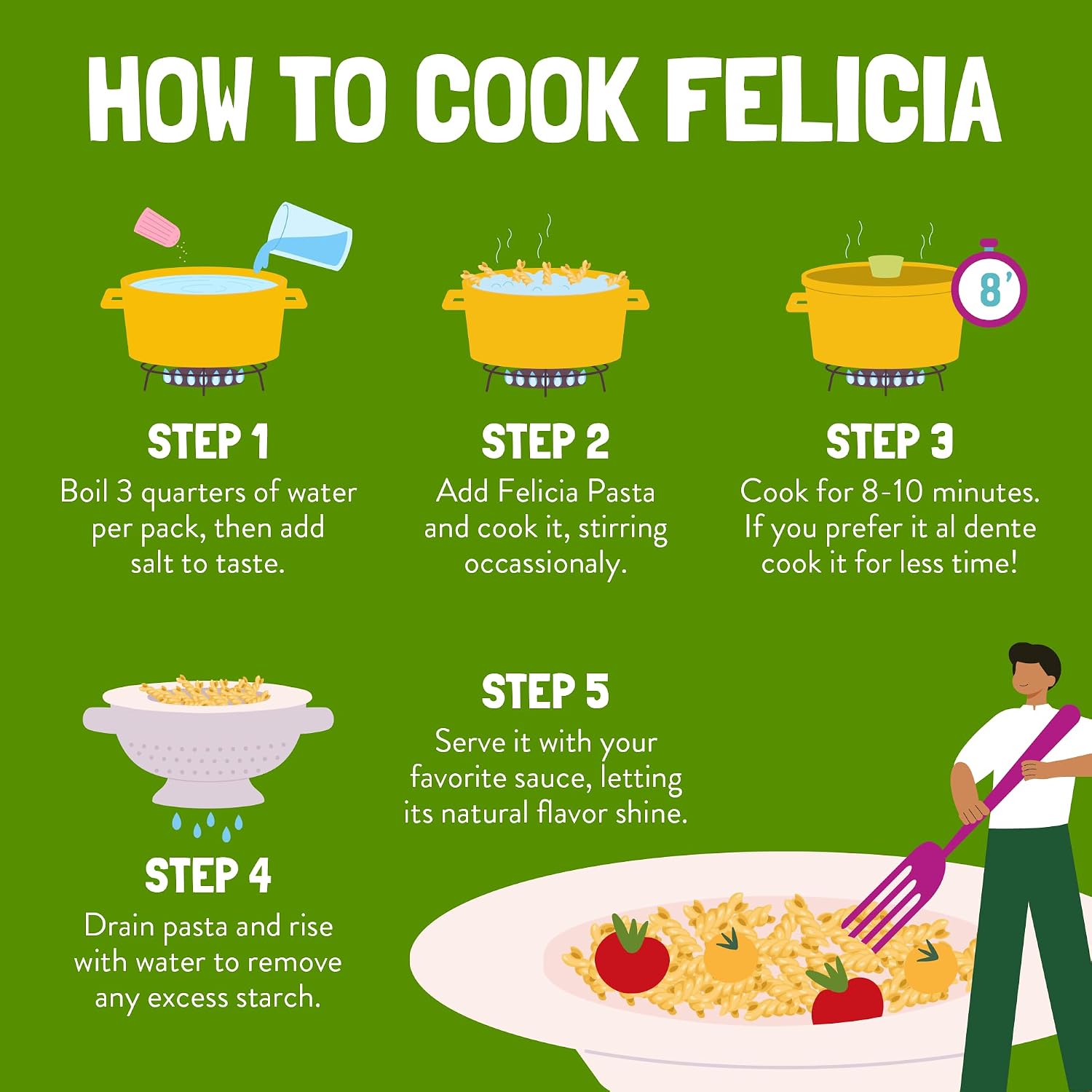 Felicia Chickpea Fusilli Gluten Free Pasta, 22G Protein, 8.8 Oz, 6 Pack | Organic, High Fiber, 14G Fiber, Made from 100% Chickpeas, Plant Based
