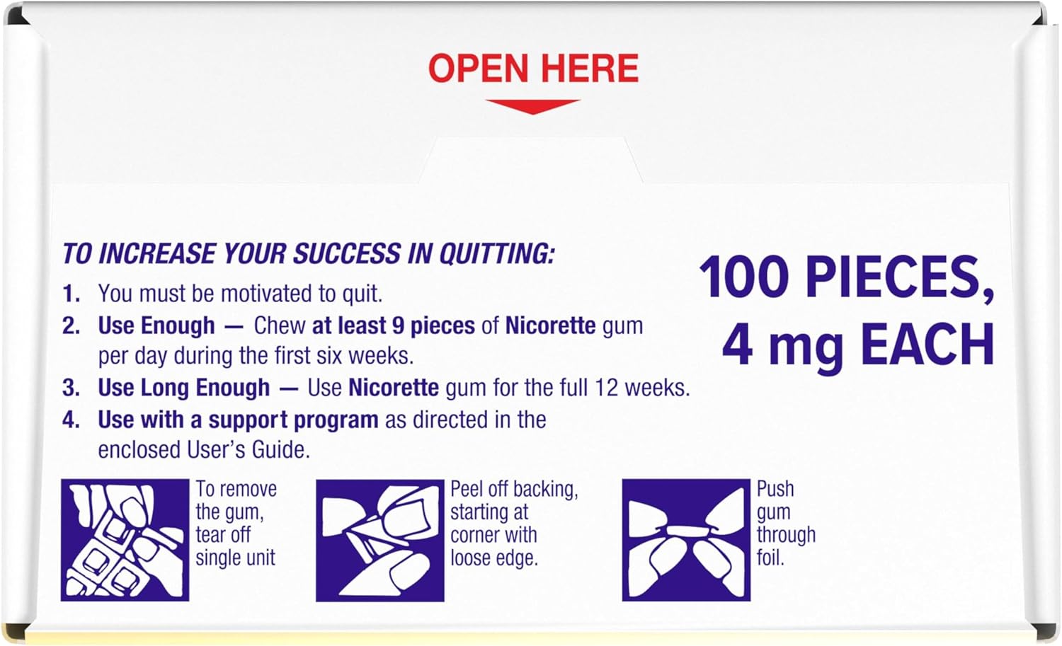 Nicorette Nicotine Gum 4mg, Quit Smoking Aid, Fruit Chill Flavor, 20 Count | Reduces Nicotine Cravings and Withdrawal Symptoms, Intense Craving Relief, Portable Smoking Cessation Gum