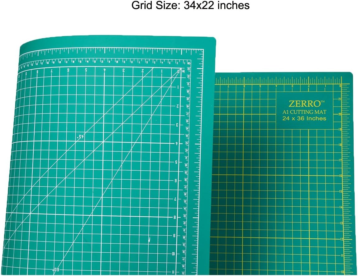 ZERRO Self Healing Cutting Mat 24" x 36", Double Sided & Non-Slip | Professional 5-Ply Rotary Mat for Scrapbooking, Fabric, Quilting, Sewing, Crafts (A1)