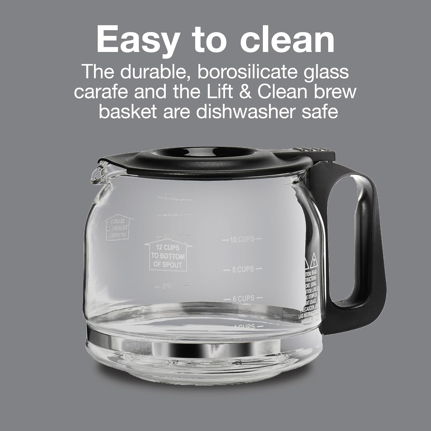 Proctor Silex Digital & Programmable FrontFill 12 Cup Drip Coffee Maker | Glass Carafe | Compact | Auto Shutoff | Black & Silver | 43685PS