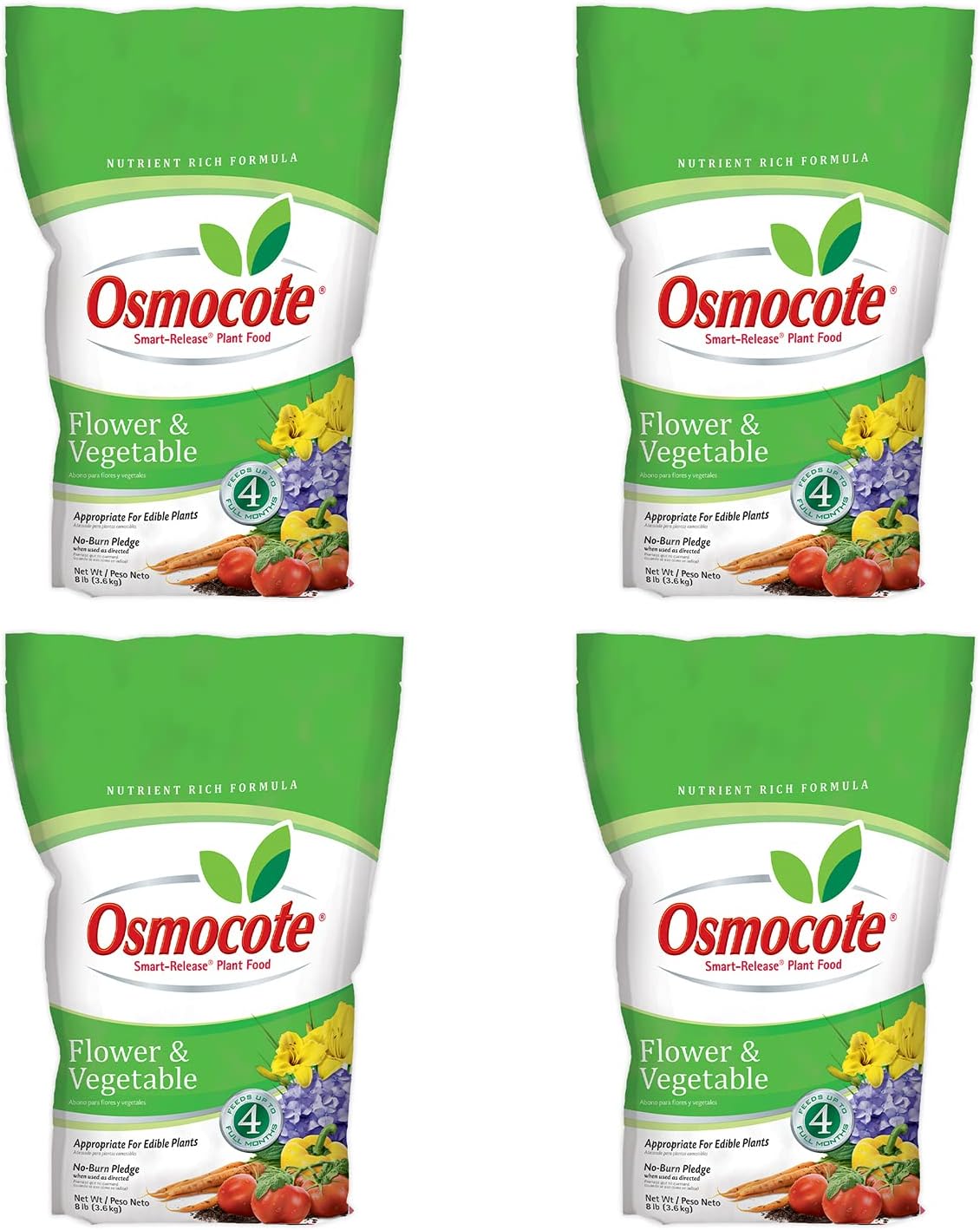 Osmocote Smart-Release Plant Food Flower & Vegetable, Plant Fertilizer, 8 lbs. (4-Pack)