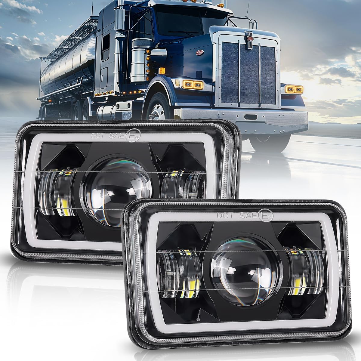 5x7/7x6in H6054 LED Headlights DOT Approved Hi/Low Sealed Beam 2PCS