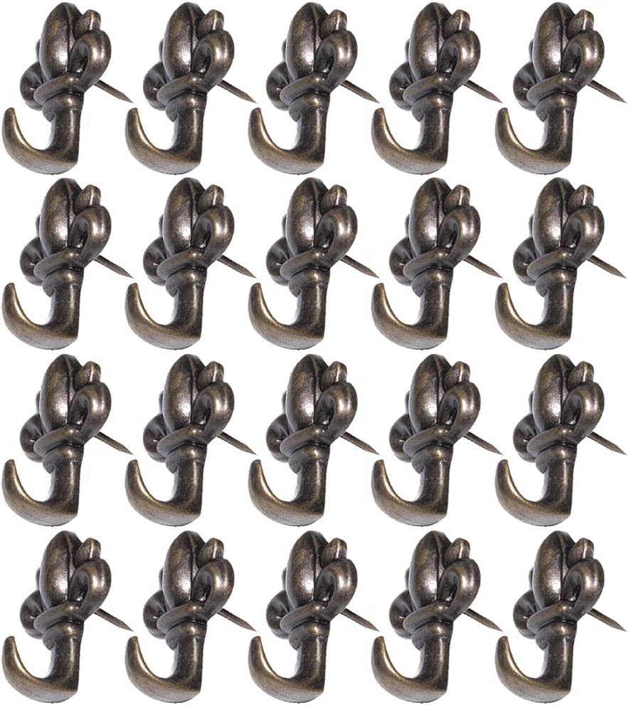 Pack of 20 Zinc Alloy Flower Shape Push Pin Hangers Hook Pin Wall Hooks (Bronze)