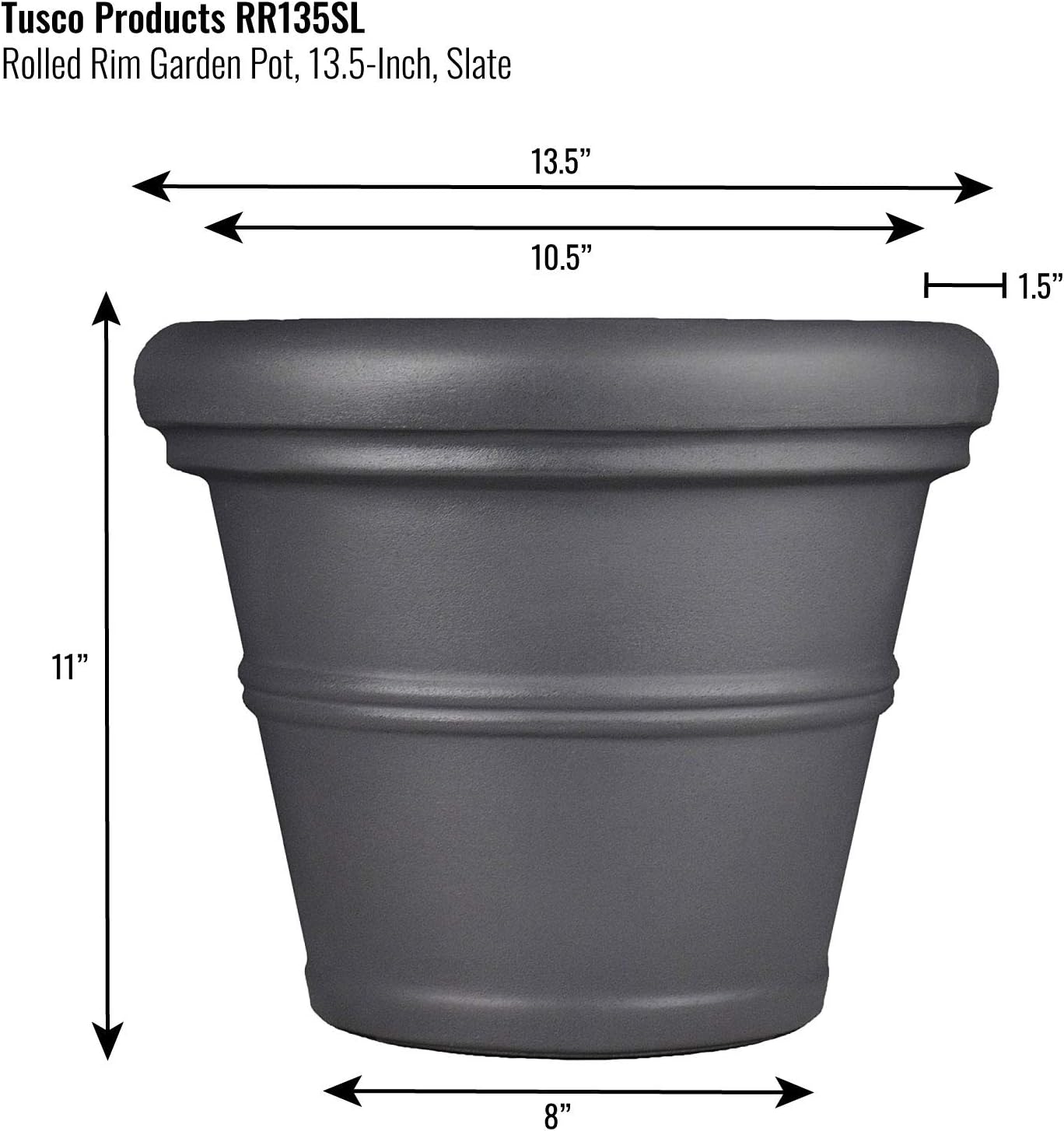Tusco Products T30 Rolled Rim Pot, Round, Terra Cotta, 30-Inch