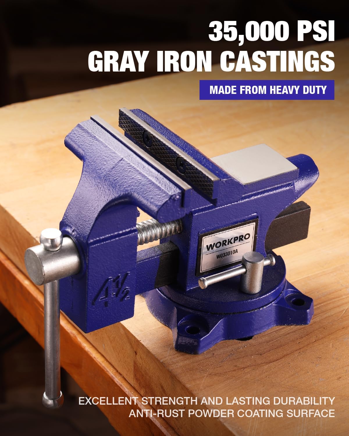 WORKPRO Bench Vise, 4-1/2" Vice for Workbench