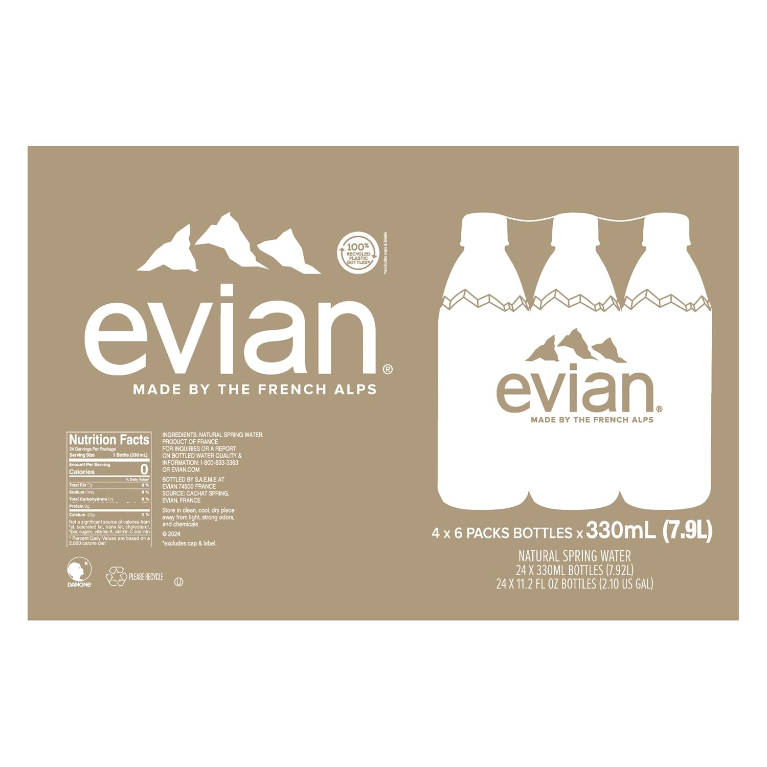evian Natural Spring Water, PH Balanced with Natural Electrolytes, 16.9fl oz./500mL Bottles (pack of 24)