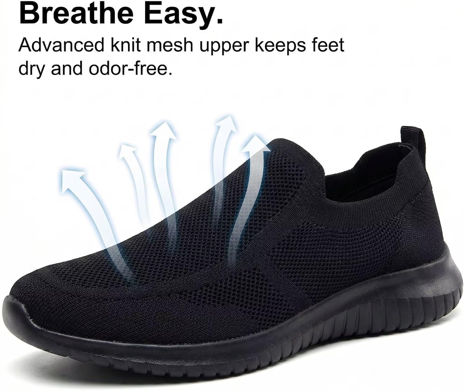 konhill Mens Slip-On Knit Walking Sneakers