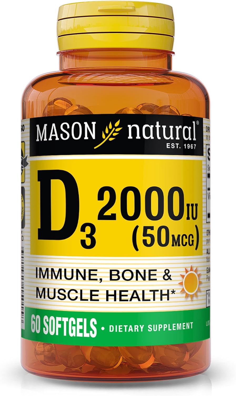 MASON NATURAL Vitamin D3 2000 IU Ultra Strength, 180 Day Supply